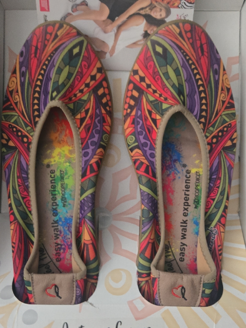 Arcopedico Multicolor Printed Slip-On Flats Lolita Size 39